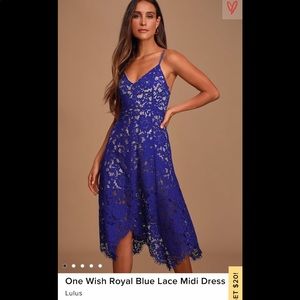 Lulus Dress - One Wish Royal Blue Lace Midi Dress